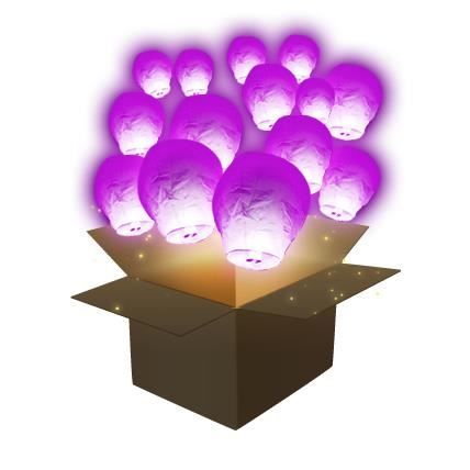 lanterne céleste ignifugée parme x100 - skylantern - 60 cm - violet