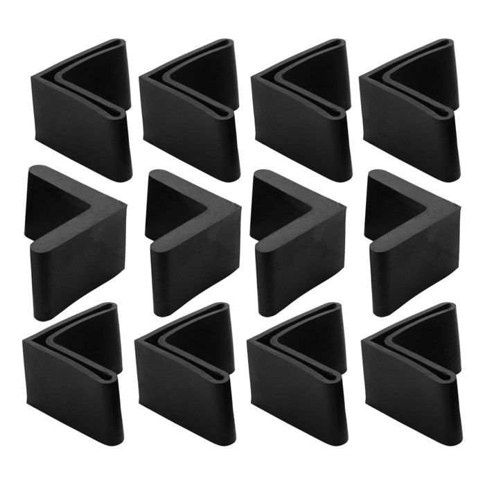 Patins pour meubles SOURCING MAP 12pcs Protecteur Pied Chaise fer Table Embout Pied Capuchons Caoutchouc forme L 25x25mm Noir