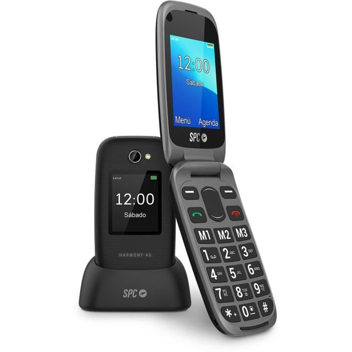 SPC Harmony 4G - Téléphone portable Senior avec avec grosses touches, bouton SOS et compatible avec les appareils auditifs