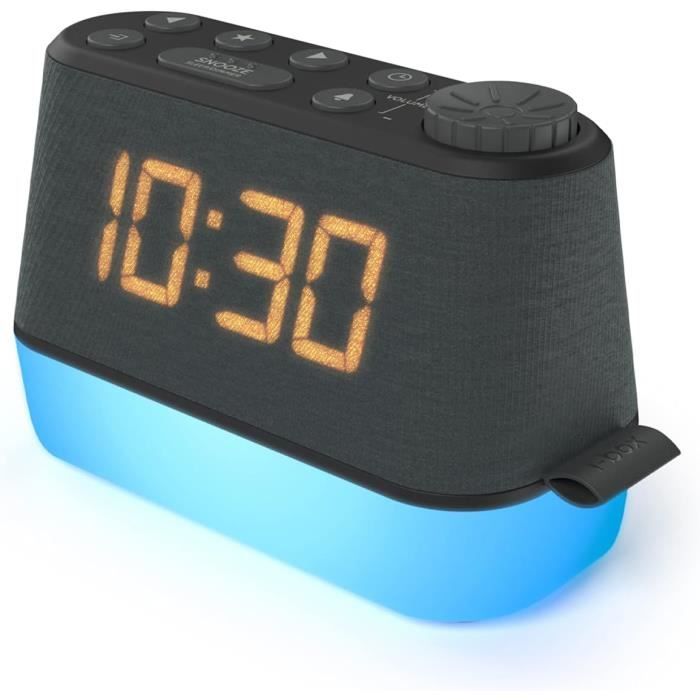 Réveil Digital I-box Avec Radio FM Et Chargeur USB - Écran Réglable, Double Alarme, Gris