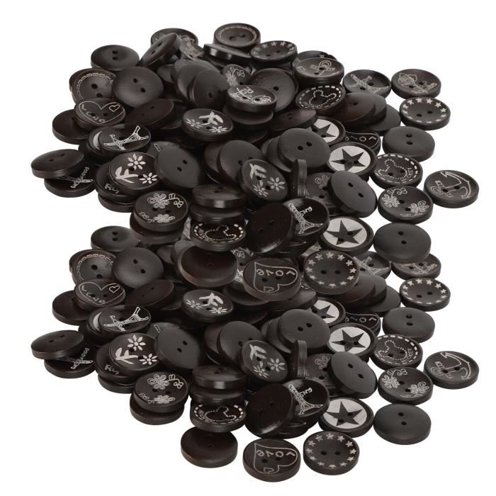 100 Boutons En Bois Naturel à 2 Trous - Diamètre 25 Mm - Pour Couture, Scrapbooking, Décoration - Lot NAMVO