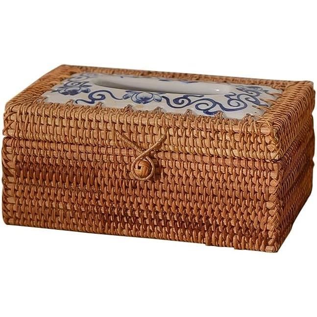 Boîte à Mouchoirs En Bois Vintage - Décoration De Table Style Rétro, Dimensions 25.5x14x9 Cm