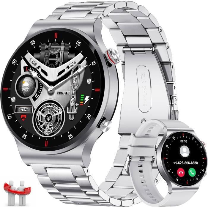 Montre Connectée Homme/femme – Écran 1.96”, Appels Bluetooth, Santé (tension, Oxygène, Sommeil) – 100+ Modes Sport, IP67 – Bracelet Milanais Et Silicone Inclus