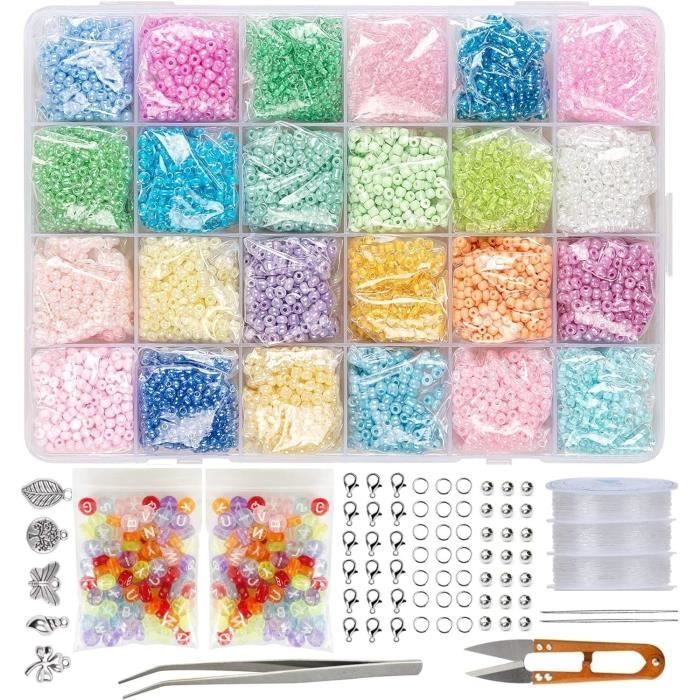 IBOPUXIU Coffret Perles 36 Compartiments – DIY Bijoux Enfant Fille 5-12 Ans – Perles Colorées, Breloques – Cadeau Créatif Anniversaire