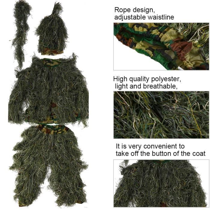 NAIZEA 5 in 1 Ghillie Suit 3D Camouflage Hunting Apparel for Adult Youth S/M eBa NAIZEA 5 in 1 Ghillie Suit 3D Camouflage Hunting Apparel for Adult Youth S/M eBa