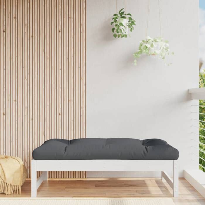 vidaXL Repose-pied de jardin 120x80 cm blanc bois de pin massif tabouret repose-pied ottoman tabouret de jardin pouf 825738