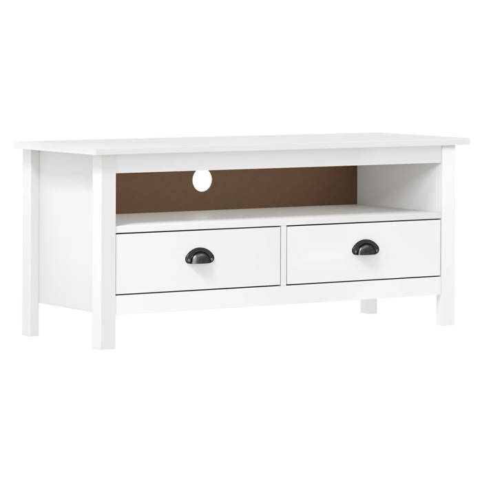 vidaXL Meuble TV Hill Range Blanc 110x40x47 cm Bois de pin solide 288924