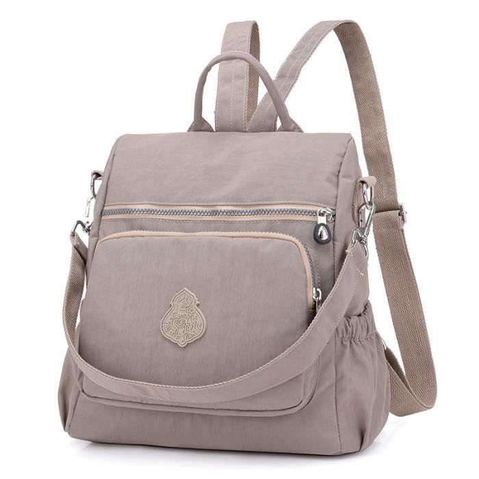 Sac à Dos Femme Antivol - Nylon Léger, 33x15x33 Cm - Compartiment Principal à L’arrière, Tablette 9.7", Bandoulière Amovible