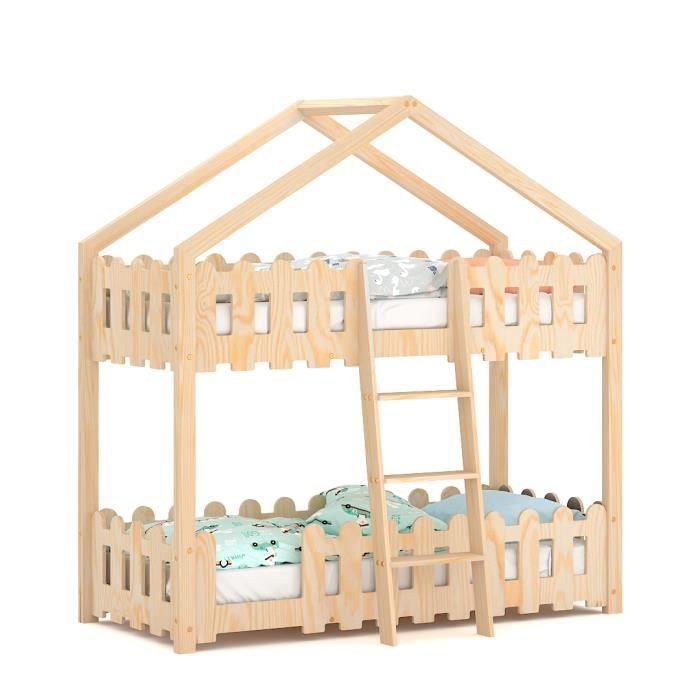 Lit Superposé 2 En 1 Pour Enfants - 80x160 Cm - Blanc - Transformable En 2 Lits Simples - Économie D'espace