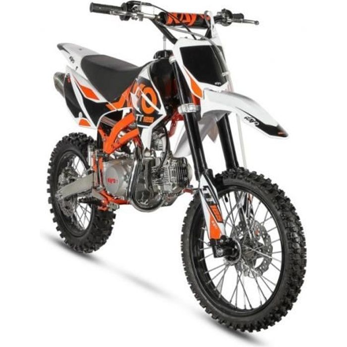 Dirt Bike Kayo 125cc 17/14 - - sans montage et mise en routesans montage et mise en route Blanc/rouge-