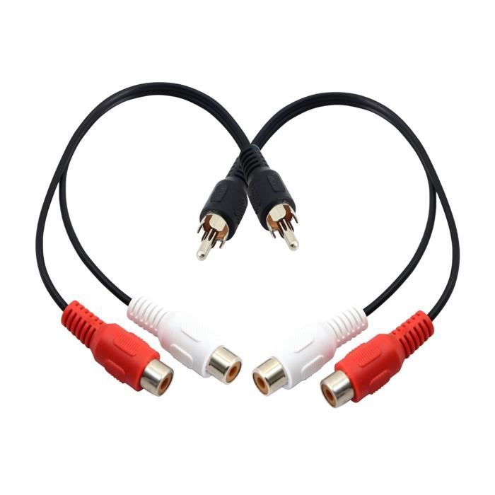 Câble répartiteur en Y - ZJCHAO - 1RCA femelle vers 2RCA mâle - Plug