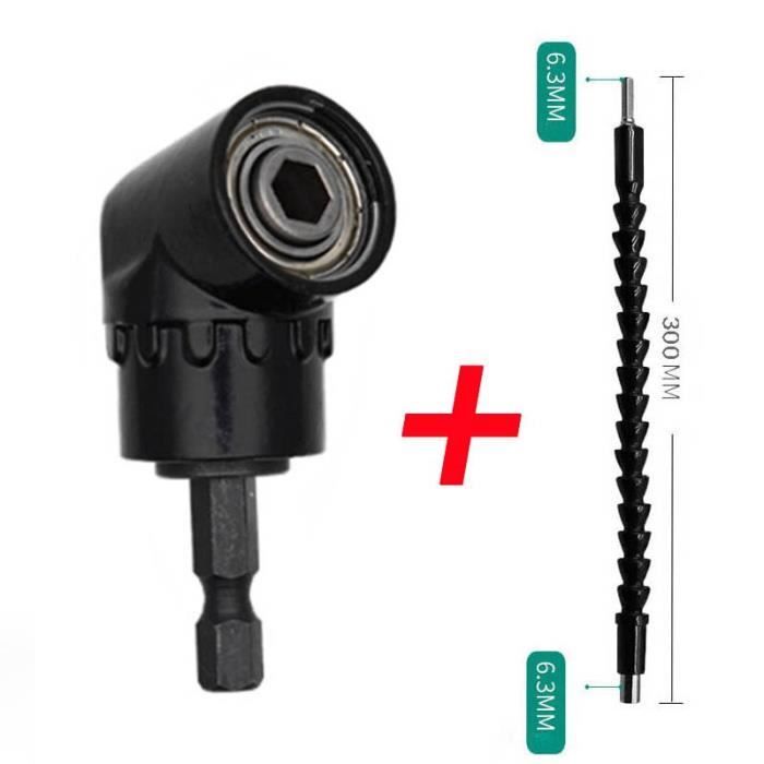 Tournevis à Cliquet Angledroit 90° + 10 Embouts S2/Chrome-Vanadium - Set 11 Pièces