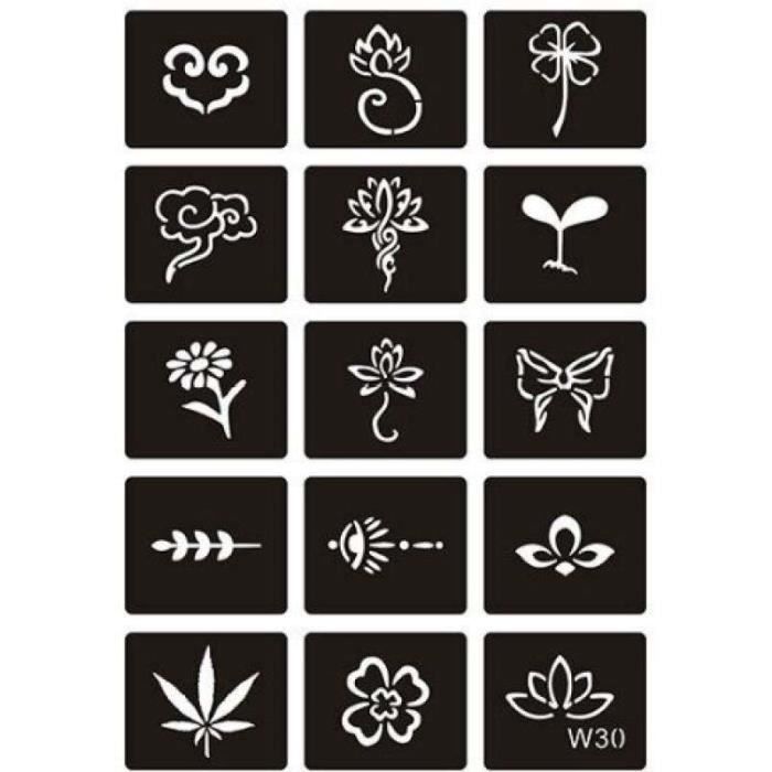 Kit De 400 Pochoirs Pour Tatouages Paillettes - Motifs Animaux Et Nature - Marque Dazzle Glitter Tattoos