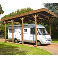 Carport autoportant en bois pour camping-car 30m² - FOREST STYLE - MADEIRA - Pin autoclave - Beige - 2 ans-1
