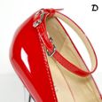 Escarpin Rouge pour Femme en Vinyle - Demonia Shoes - Talons Chromés - Taille 38-1