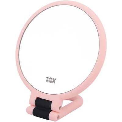 Miroir De Maquillage Pliable Avec Poignée - Double Face Pivotant 270° Or Rose