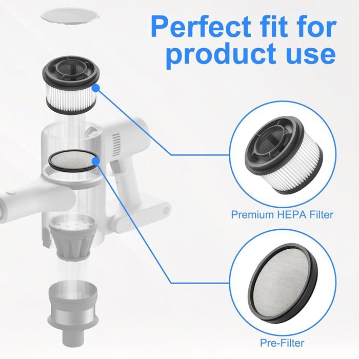 3 Filtri HEPA E Spazzola Per Aspirapolvere Dreame (Z10/T10/T20/T30/R10/R20) E Xiaomi (G9/G10/Plus)