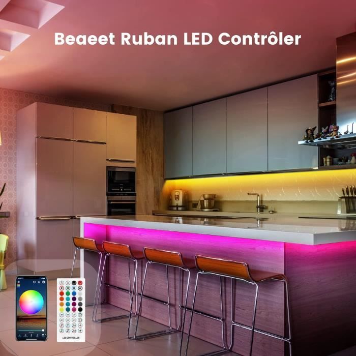 Ruban LED 15M, CGN LED Bande Bluetooth RGB 5050 LED Chambre Multicolore  Lumineuse Guirlande avec - Cdiscount Maison