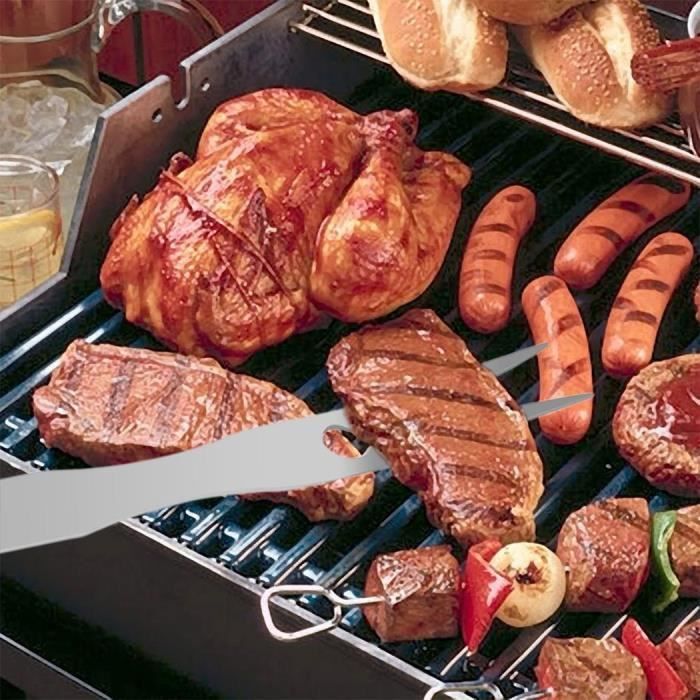 Outils barbecue accessoires ustensiles spatule kit pince et fourchette 3pcs inox  pour BBQ - Cdiscount Jardin