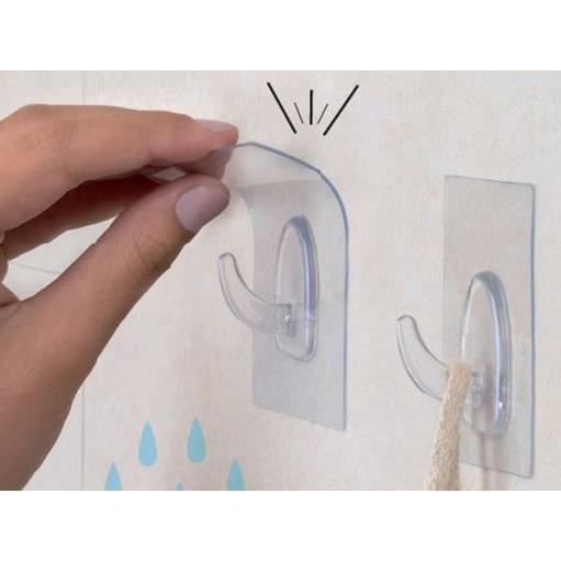 6 Crochets Adhésifs Blancs - Solides, Sans Perçage, Pour Salle De Bain & Cuisine