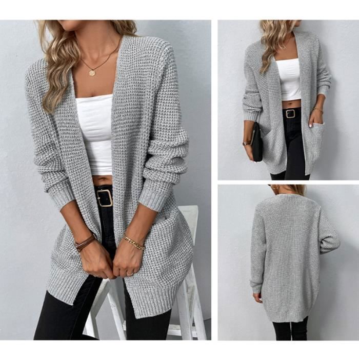 OBiQuzz Gilet Tricot Cardigan Fille Noir 146 - Pull Creux Manches Longues Élégant