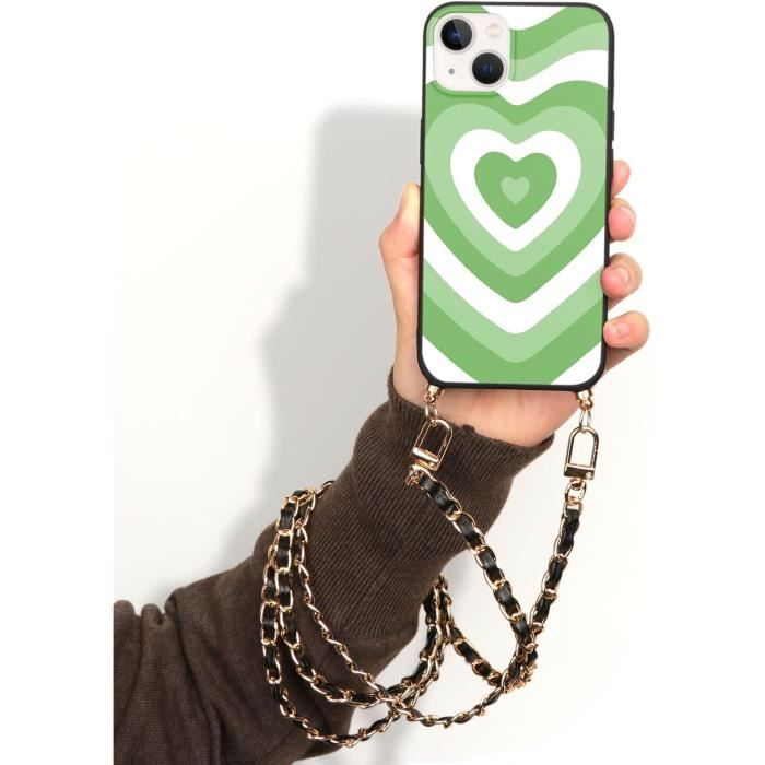 Ownest Compatible Avec Coque IPhone 11 Avec Cordon Couleur Cute Curly Simple Wave Bumper Femme Fille Aesthetic Housse Avec Téléphone Portable Bandoulière Strap Lanyard Protection Etui - Blanc