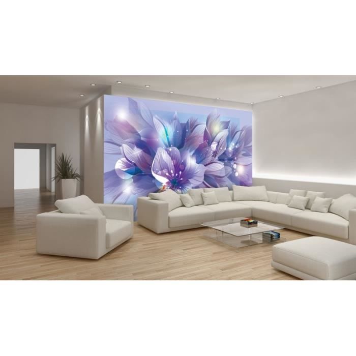 Papier Peint Intissé Fleurs Fleuri 368x254 cm Moderne Violet Chambre ...