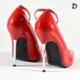 Escarpin Rouge pour Femme en Vinyle - Demonia Shoes - Talons Chromés - Taille 38-2