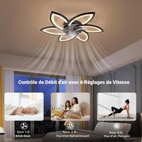 FIMEI Ventilateur De Plafond à LED 6 Vitesse Fan Silencieux Avec Dimmable Eclairage 3 Couleurs