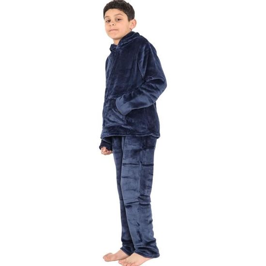 Pyjama Enfant Flanelle Chaud Hiver - Ensemble Haut+Pantalon Garçon Fille, Unisexe, Taille 2-14 Ans