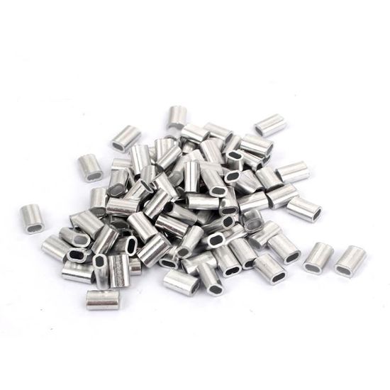 sourcingmap/® C/âble 1.5mm C/âble m/étallique Manchons /à sertir en aluminium clip boucle 50pcs