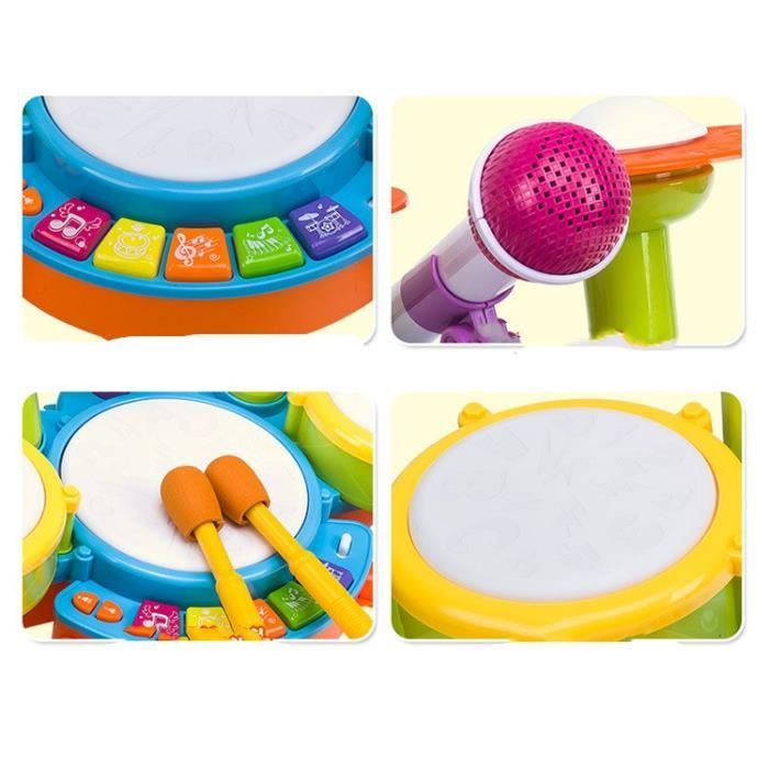 Tambour pour bébé, jouet de tambour musical éducatif roulant avec lumière  colorée - LIVINGbasics®