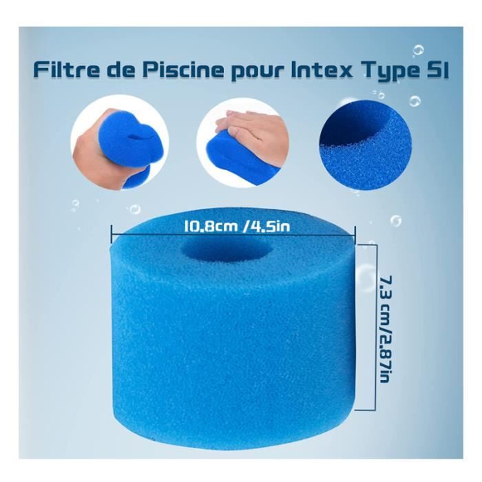 6 Éponges Filtrantes S1 Pour Piscine Intex - Réutilisables Et Lavables - 10.6x7.5cm