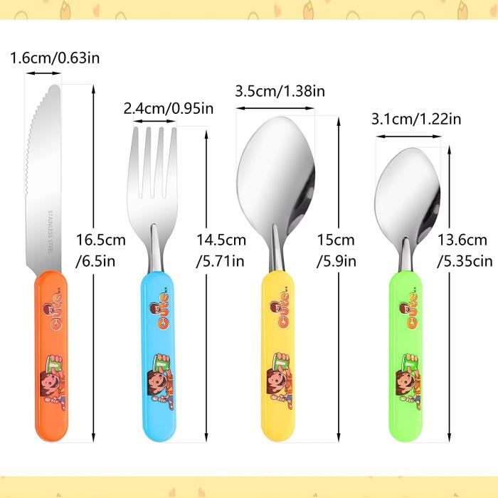 Couverts Enfant en INOX 8 PCS, Ensemble de Couvert Bebe Fourchettes,  Couteaux, Cuillères, Couvert pour Enfant pour Garçons Filles - Cdiscount  Puériculture & Eveil bébé