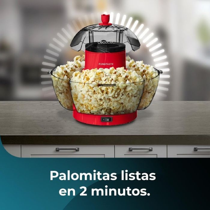 Cecotec Machine à Popcorn électrique Fun&Taste P'Corn Lotus. Machine à Popcorn De 1200 W, Popcorn Prêt En 2 Minutes, Comprend 4 Récipients Amovibles, Capacité Totale De 4,5 L