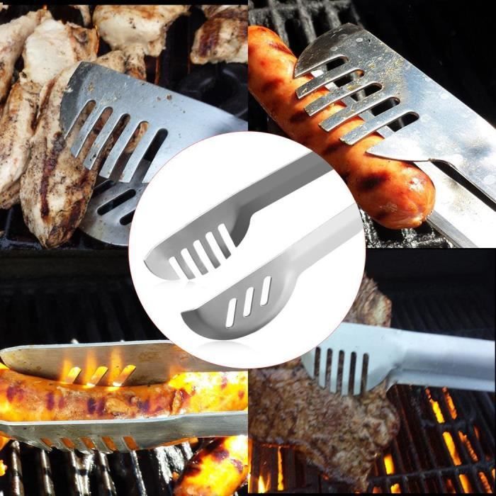 SGSHQQ pièces Ensemble d'outils de Barbecue en Acier Inoxydable BBQ Brosse  Fourchette Pelle Pince à Nourriture avec Sac de Rangement Kit de Barbecue :  : Jardin
