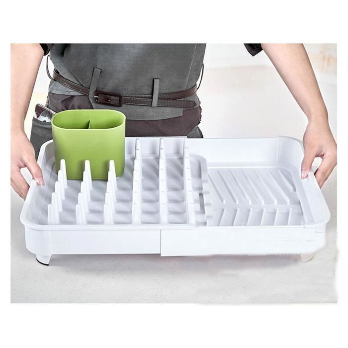 Égouttoir à Vaisselle Double étage Avec Bac De Drainage - Plateau Plastique Portable Avec Poignées Antidérapantes Pour Cuisine