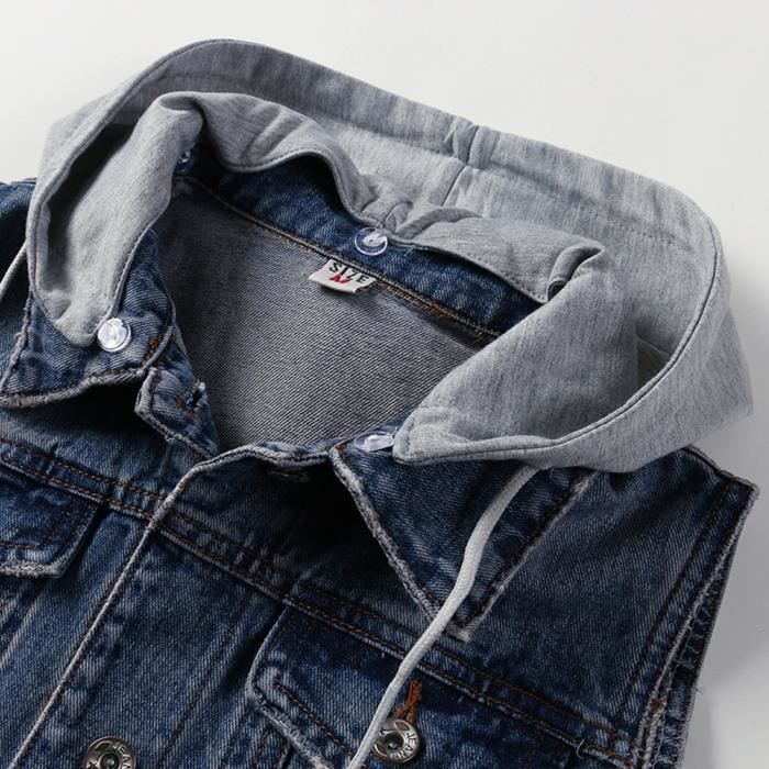 Veste jean sales sans col femme