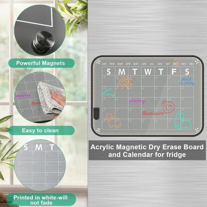 Calendrier Magnétique Acrylique Frigo Transparent, Tableau Semainier  Effaçable Aimanté Frigo Magnétique Transparent, Planning[S12]
