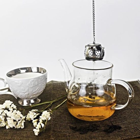 1 boule à thé à long manche push-pull, infuseur à thé en acier inoxydable,  pour thé en feuilles, filtre à thé et passoire de qualité supérieure avec