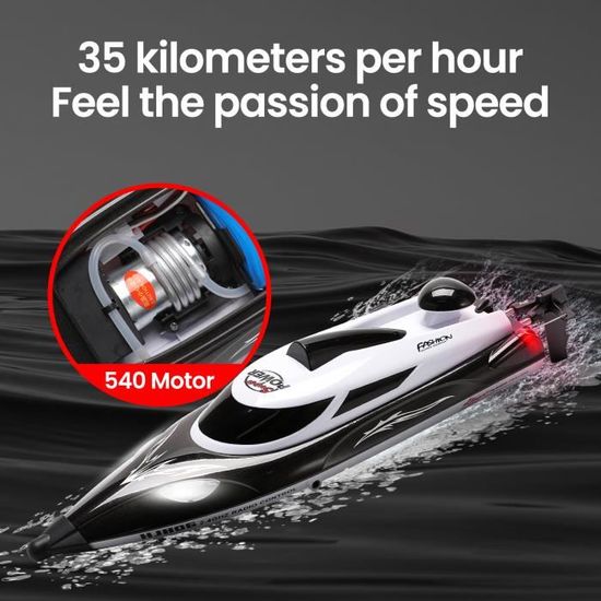 Bateau Telecommandé Enfant, 2,4GHz Bateau Teleguide Electrique Avec Pulvérisation/Lumière LED