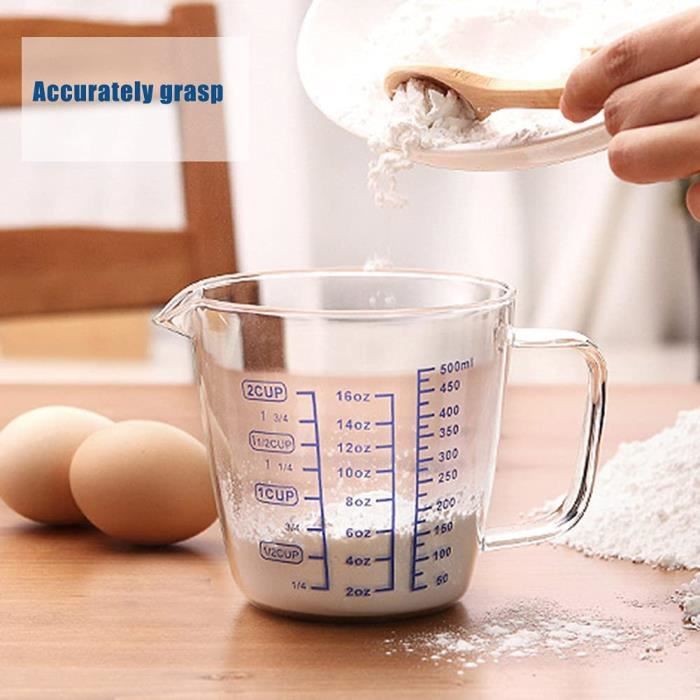 Verre doseur en verre pour cuisine ou restaurant résistant à la chaleur –  avec échelle pour enfants tasse à lait en verre boros A654
