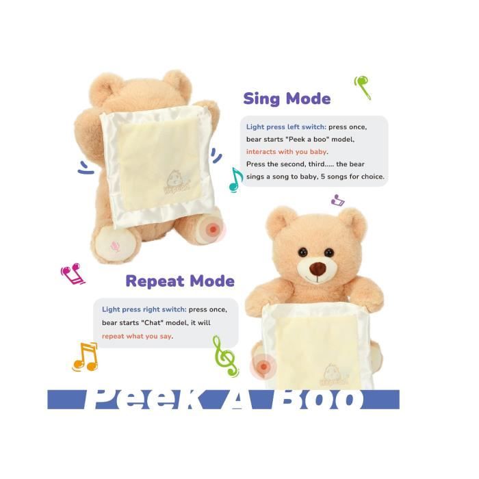 Ours En Peluche Interactif LeCoon - Éducatif, Berceuses, 36 Langues - Pour Enfants