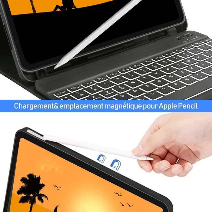 10% sur Etui avec clavier Bluetooth AZERTY pour Apple iPad Air 4 / iPad Air  5 10,9 pouces - Housse coque rotative de protection avec Keyboard Apple iPad  Air 4eme et 5