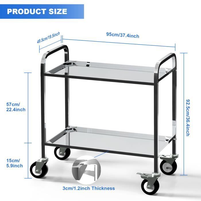 Gueridon Esthetique Professionnel Chariot De Cuisine 4 étages Huhote - 33x33x76cm Rotatif 360° - 4 Roulettes Avec Freins - Rangement Organisé étagère Roulettes Cuisine