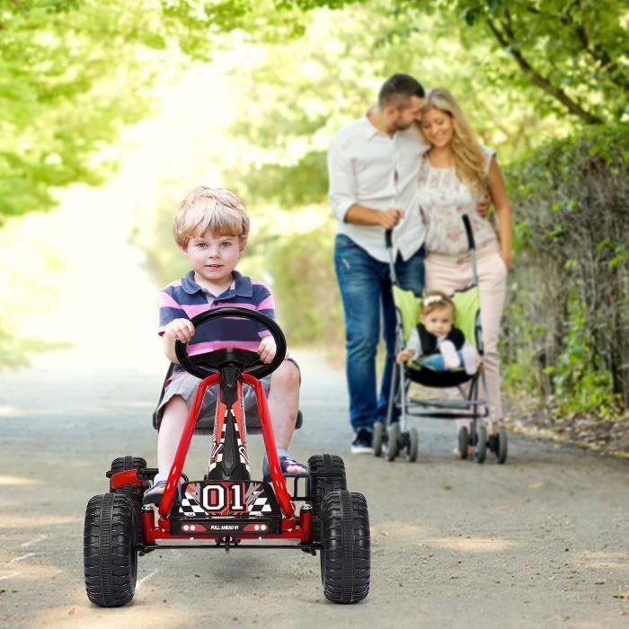 DREAMADE Kart à Pédale Enfant Siège Réglable et Frein