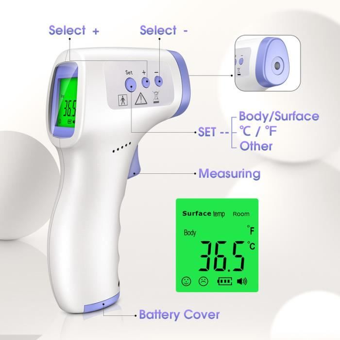 Thermomètre Frontal Fiable pour Mesurer la Fièvre, Thermometre Medical  Infrarouge Digital sans Contact 2 en 1 à la Lecture Directe et Précise,  Ecran LCD, pour Toute la Famille Adulte Bebe（Blanc） en destockage