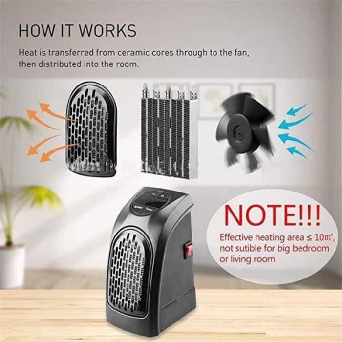 Mini radiateur soufflant électrique Portable 400W Ventilateur De Chauffage  Rapide 3S à 2 Vitesses Chauffage électrique Domestique