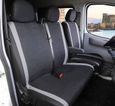 Housses de siège universelles pour fourgons 3 places, compatibles avec accoudoir, noires avec rayures gris-4