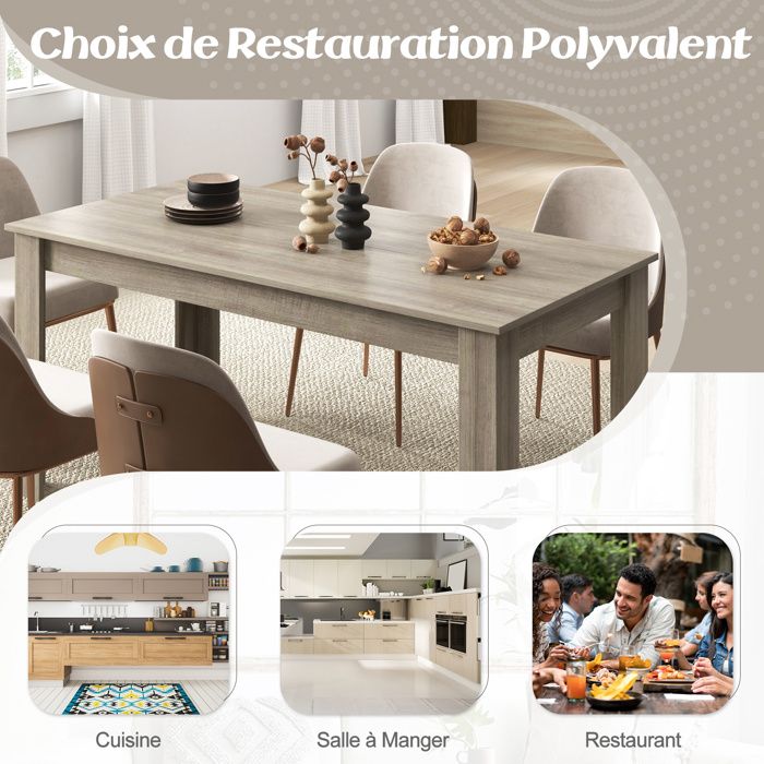 Table à Manger Moderne Rectangulaire 180x80 cm avec Pieds Métalliques